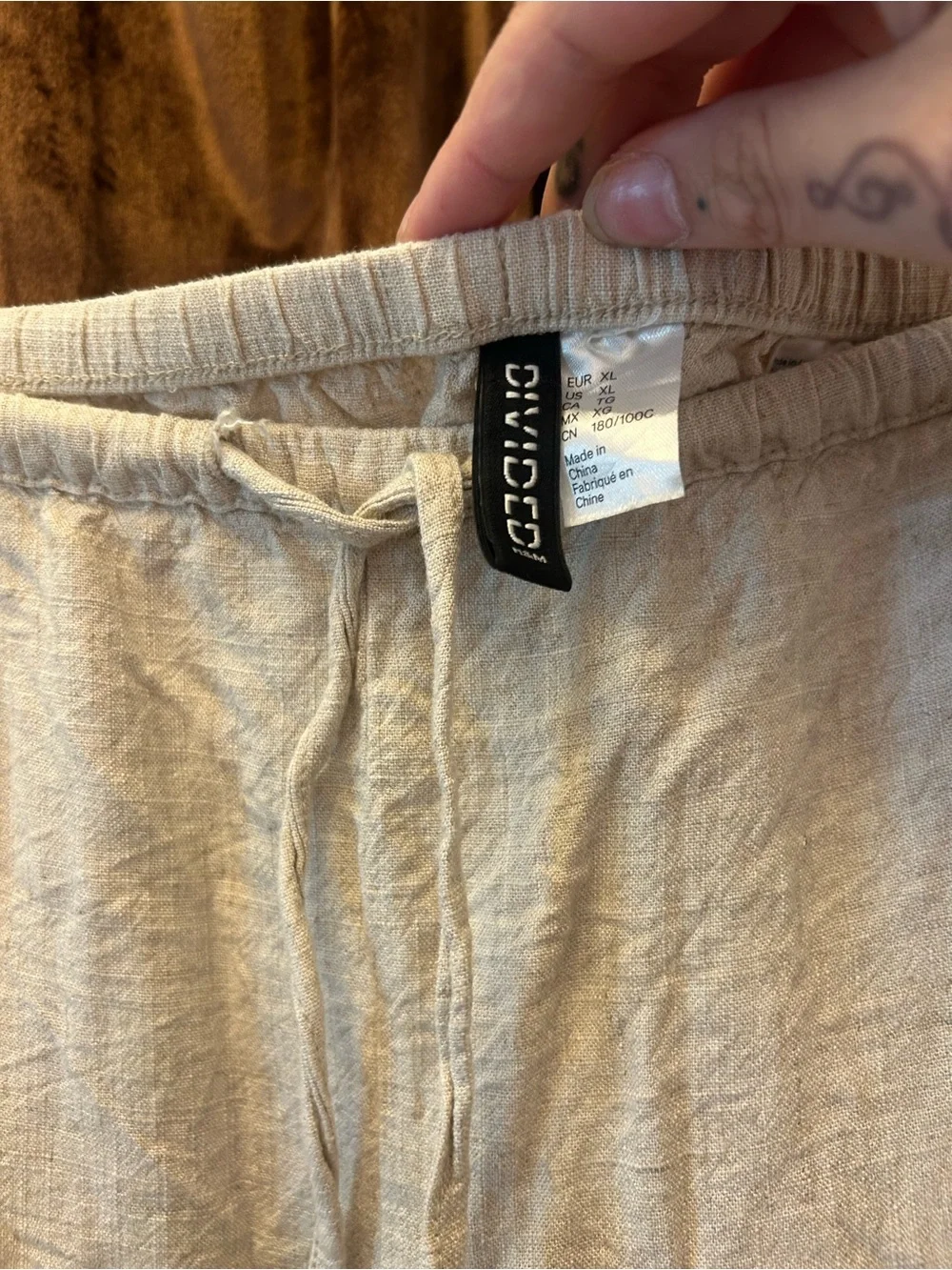 H&M Linen-Blend Drawstring Cargo Pants